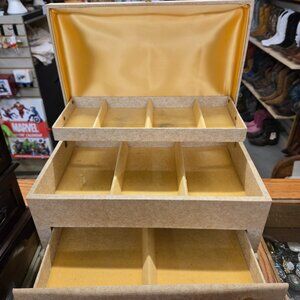 Buxton Vintage MOC yellow velvet lined Jewelry case Box multi level